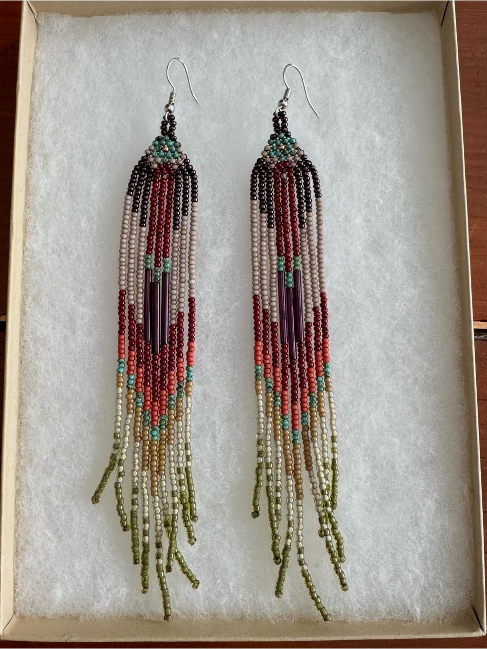 Beaded Tassel Shoulder Duster Earrings, handcrafted